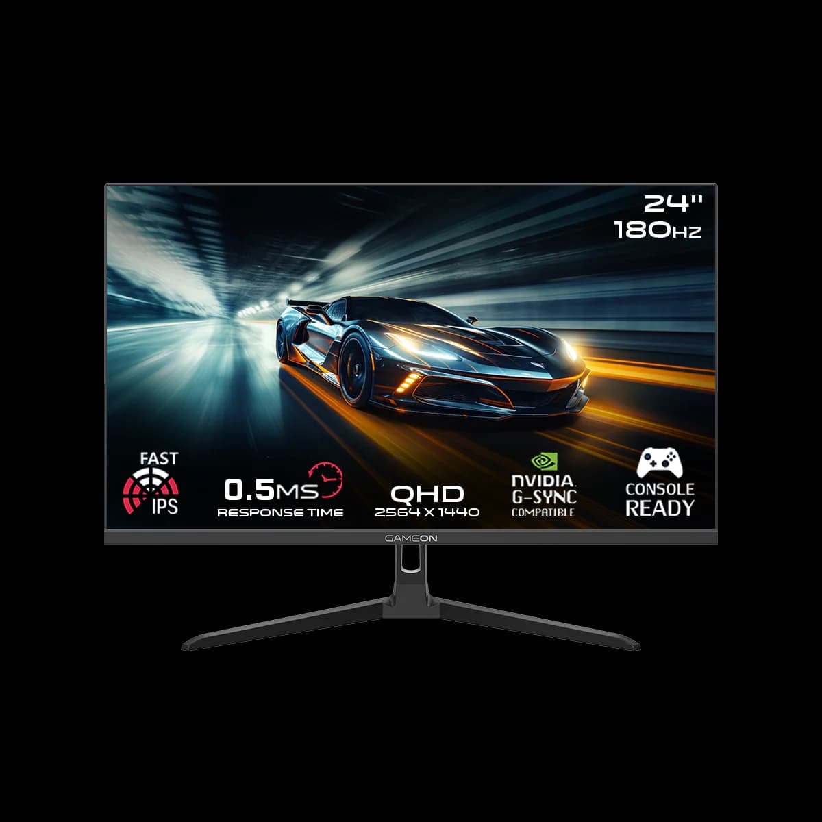 GAMEON GOAE24QHD180IPS Pro Series 24” QHD 180HZ, MPRT 0.5ms, HDMI 2.1, Fast IPS Gaming Monitor (Supports PS5) - Black