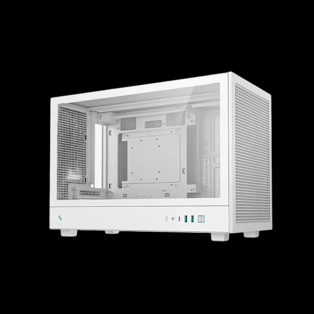 DeepCool CH260 Micro-ATX Computer Case, Up to 360mm Radiator, Up to 6x 120mm Fan Support, Tempered Glass Side Panel, Wraparound Mesh Panels - White