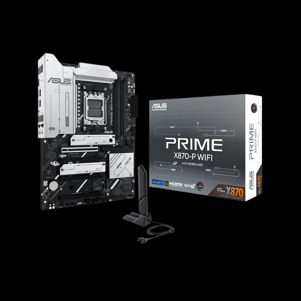 ASUS PRIME X870-P WIFI ATX Motherboard, AMD X870 Chipset, 4x DIMM DDR5 Slots, 192GB Max Memory, Realtek 2.5Gb Ethernet