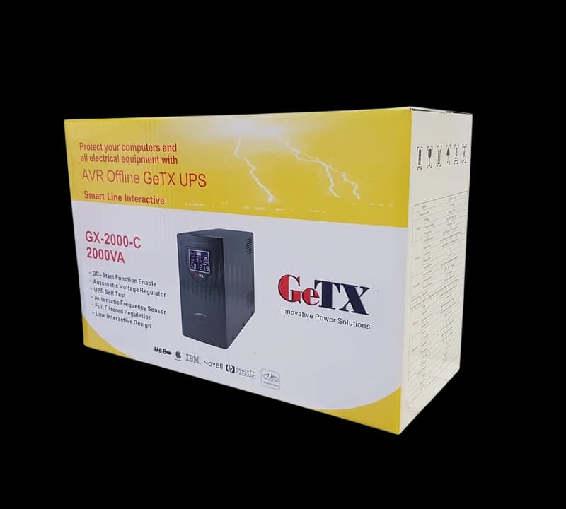UPS GeTX GXK-2000-C (2000VA, 2KV) Line interactive , 12V9Ax2 Battery - Yellow Box - Image 4