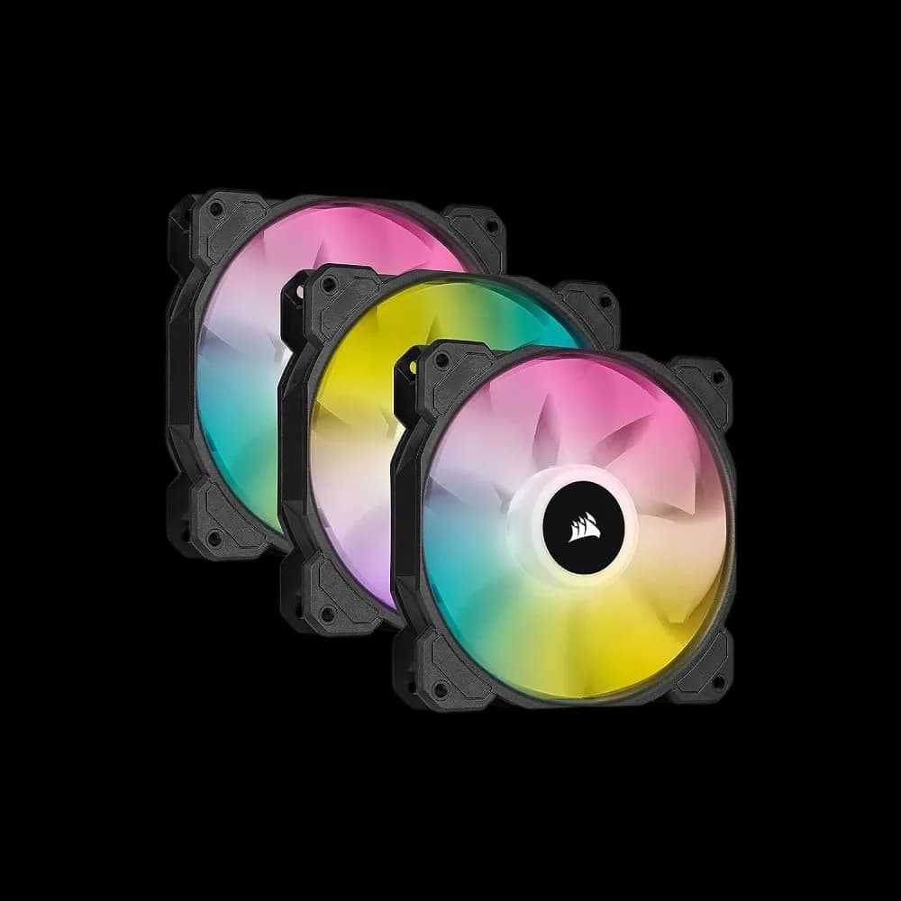 Corsair iCUE SP120 RGB ELITE Performance 120mm PWM Triple Fan Kit with iCUE Lighting Node CORE - Black