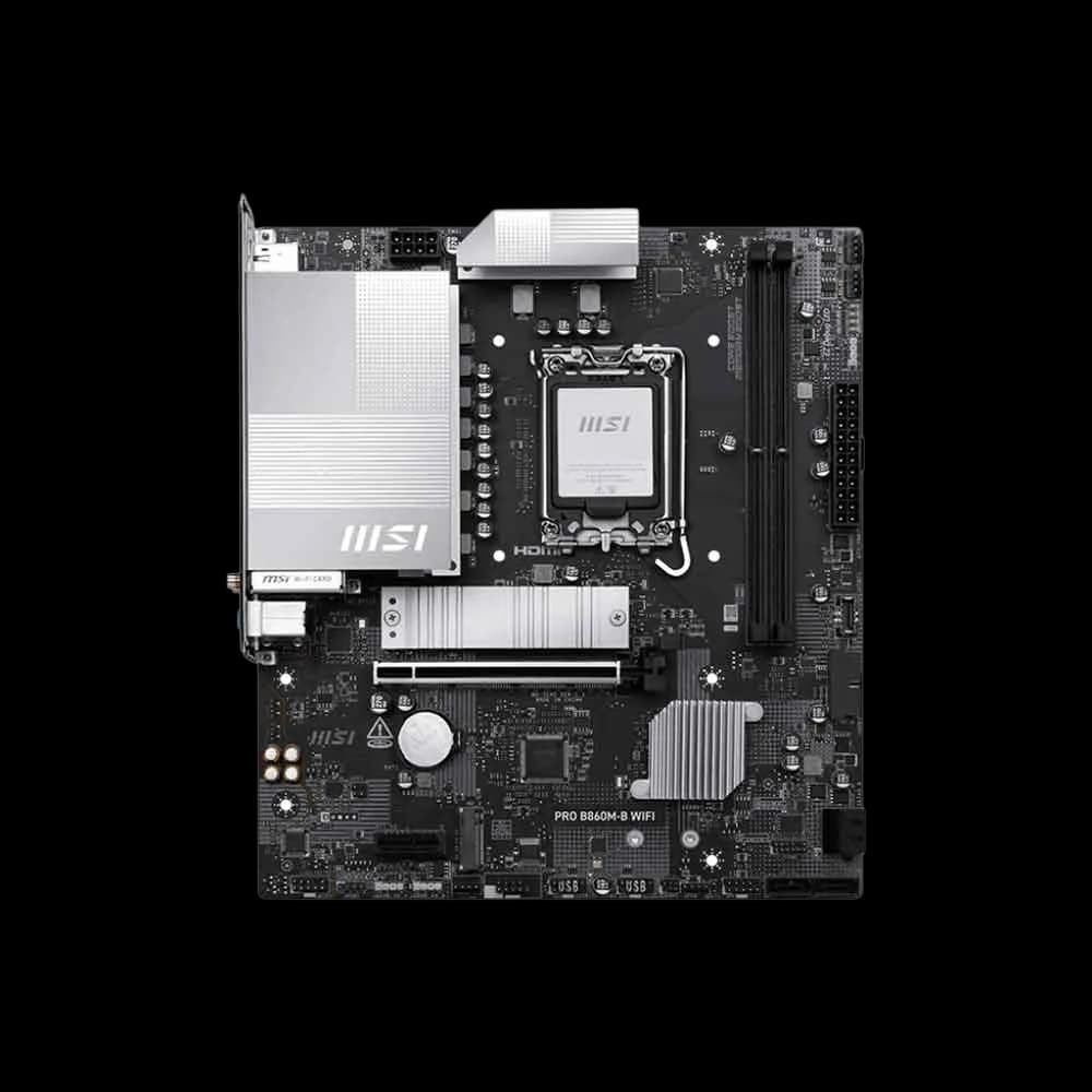 MSI PRO B860M-B Motherboard, mATX, LGA 1851 - Direct 6 Phases, DDR5 Memory Boost (9066+ MT/s OC), PCIe 5.0 x16, M.2 Gen5, 5G LAN