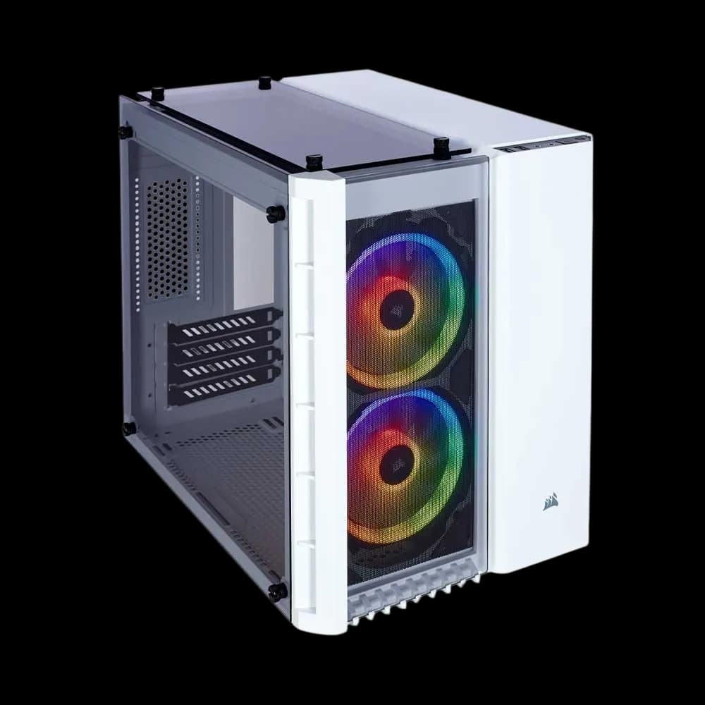 CORSAIR Crystal 280X RGB Micro-ATX Case, 2 RGB Fans, Lighting Node PRO Included, Tempered Glass - White
