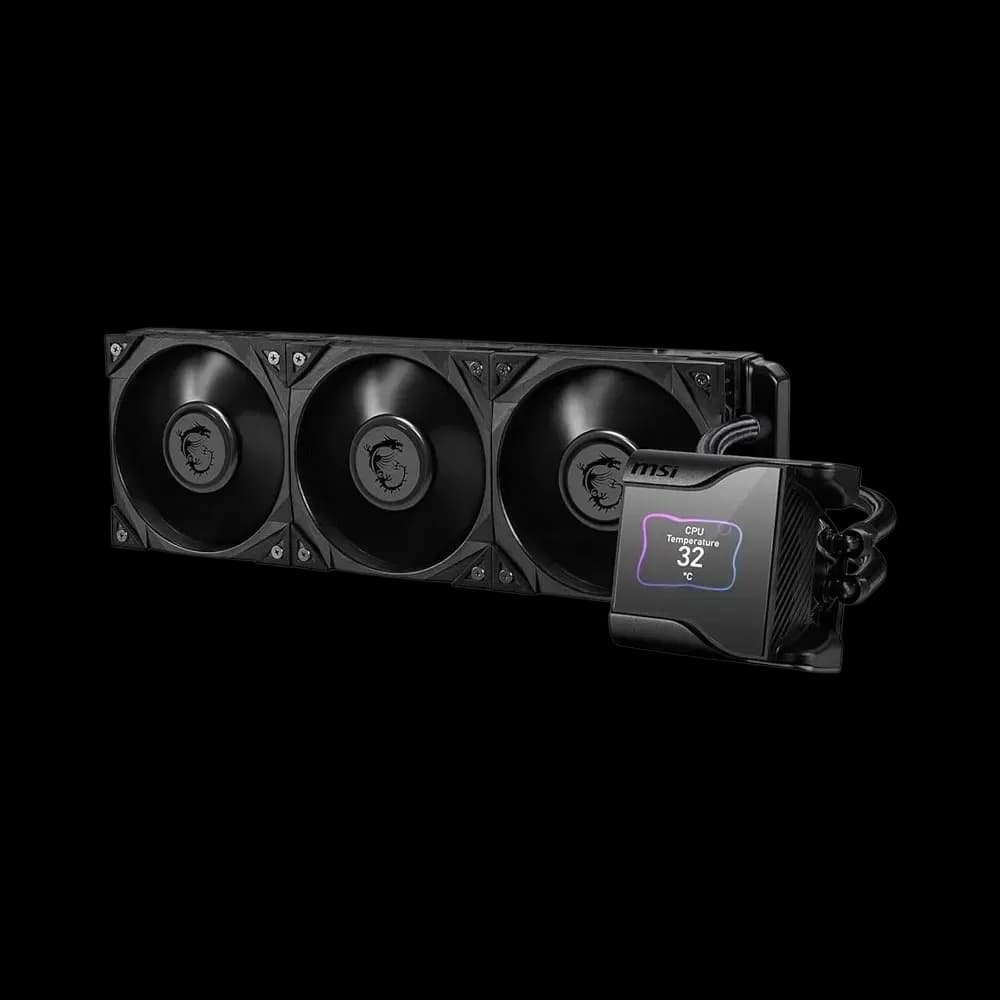 MSI MEG CoreLiquid S360, AIO CPU Liquid Cooler, 2.4" IPS Display, LGA 1700 Ready, 360mm Radiator, Triple 120mm Silent Gale P12 Fans