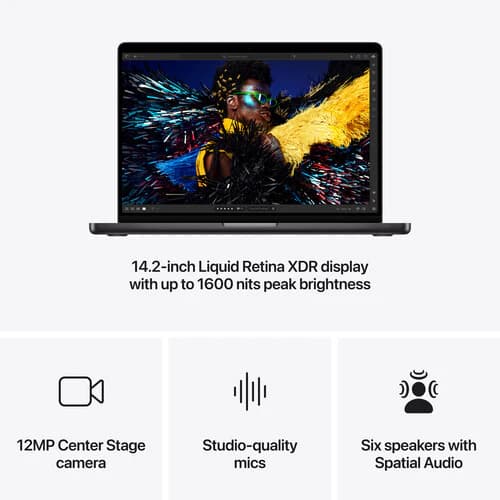 Apple 14.2" MacBook Pro M4 Max chip 14-core CPU - 36GB RAM - 1TB SSD - 32‑core GPU - Arabic (Space Black) - Image 4