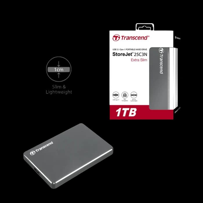 Transcend Storejet 25C3N 1TB USB 3.1 Extra Slim Portable HDD
