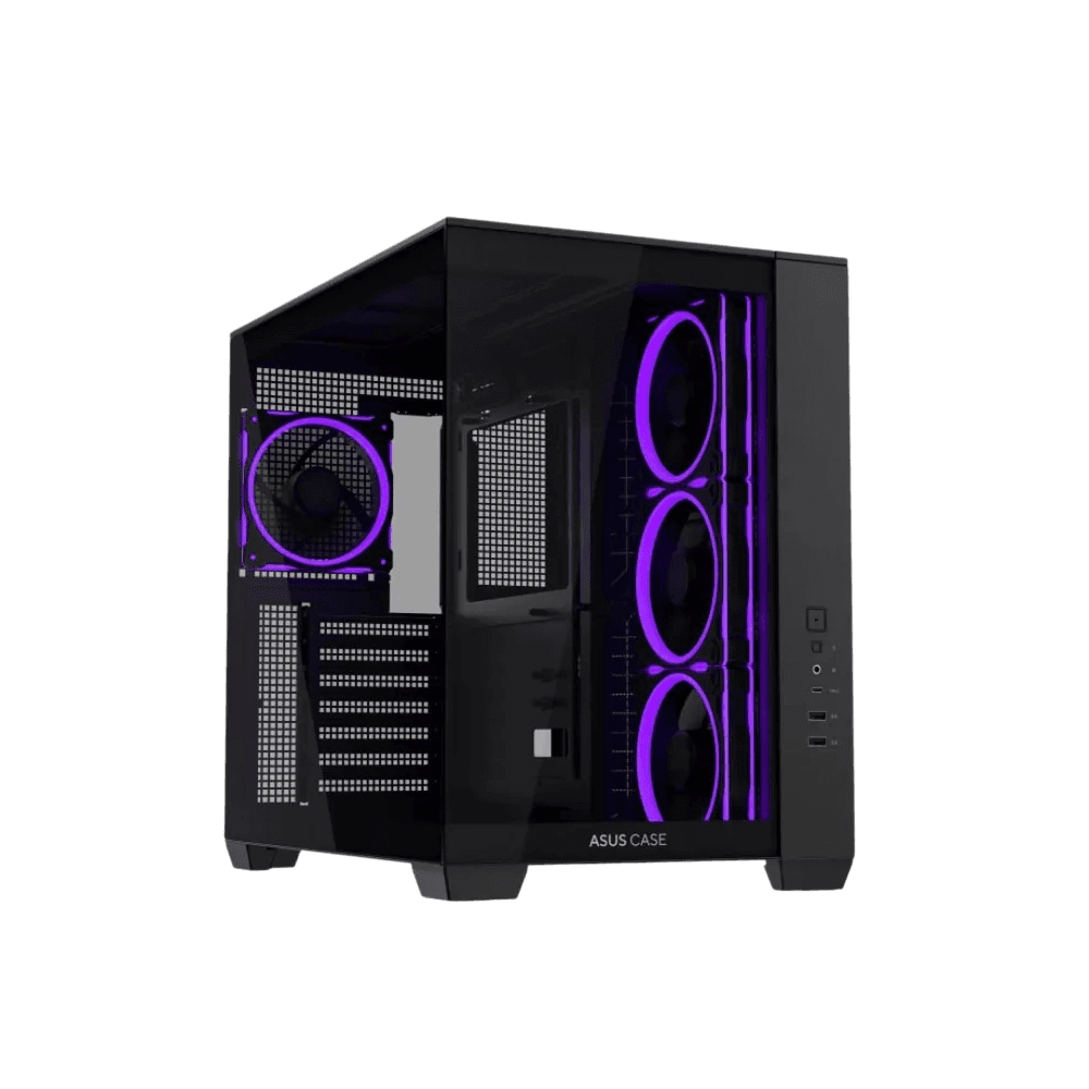 ASUS A32 PLUS ARGB Panoramic Gaming Case - Dual-Chamber Mid-Tower - Black