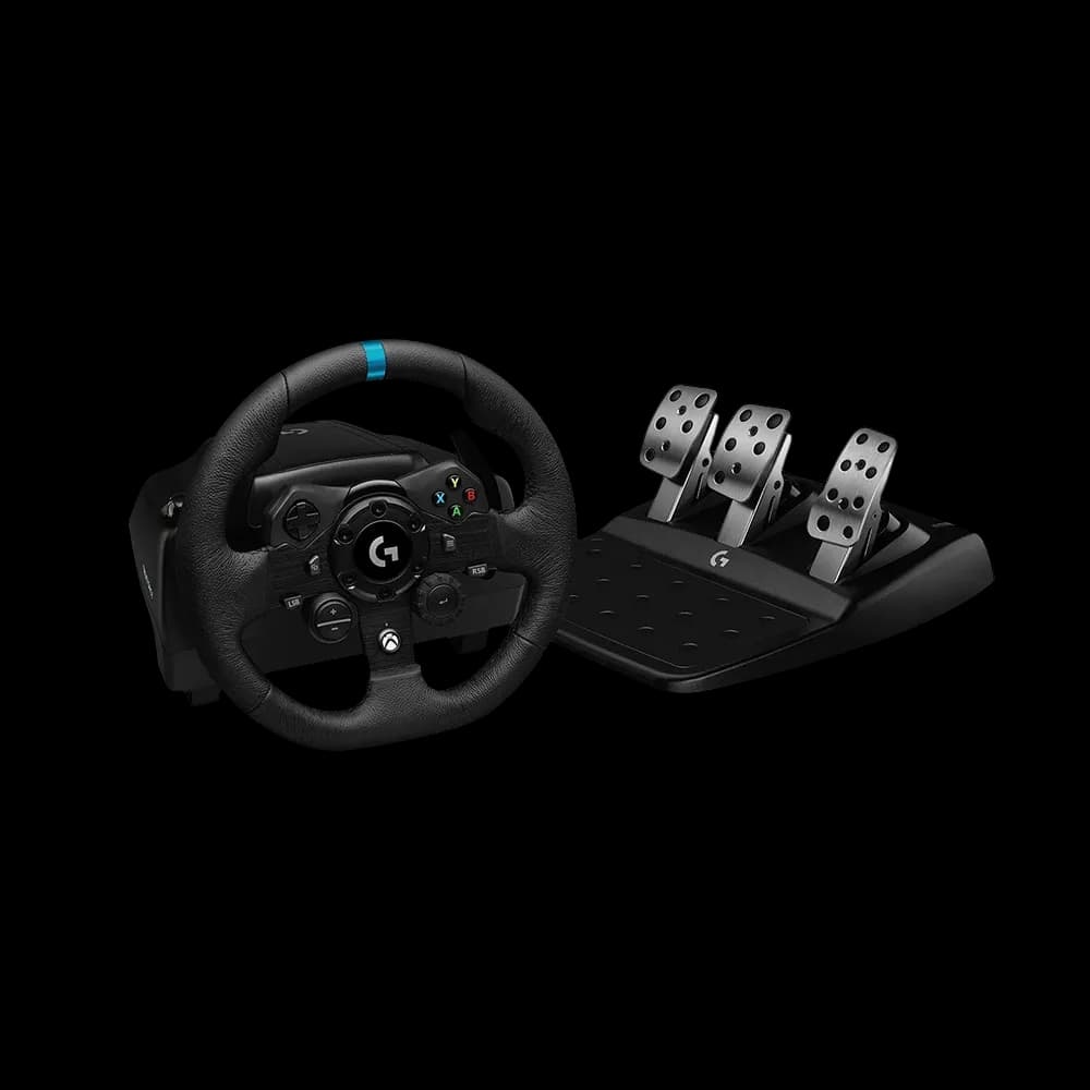 Logitech G923 Racing Wheel and Pedals for Xbox Series X|S, Xbox One and PC, Responsive Pedal, Dual Clutch Launch Control, Genuine Leather Wheel Cover