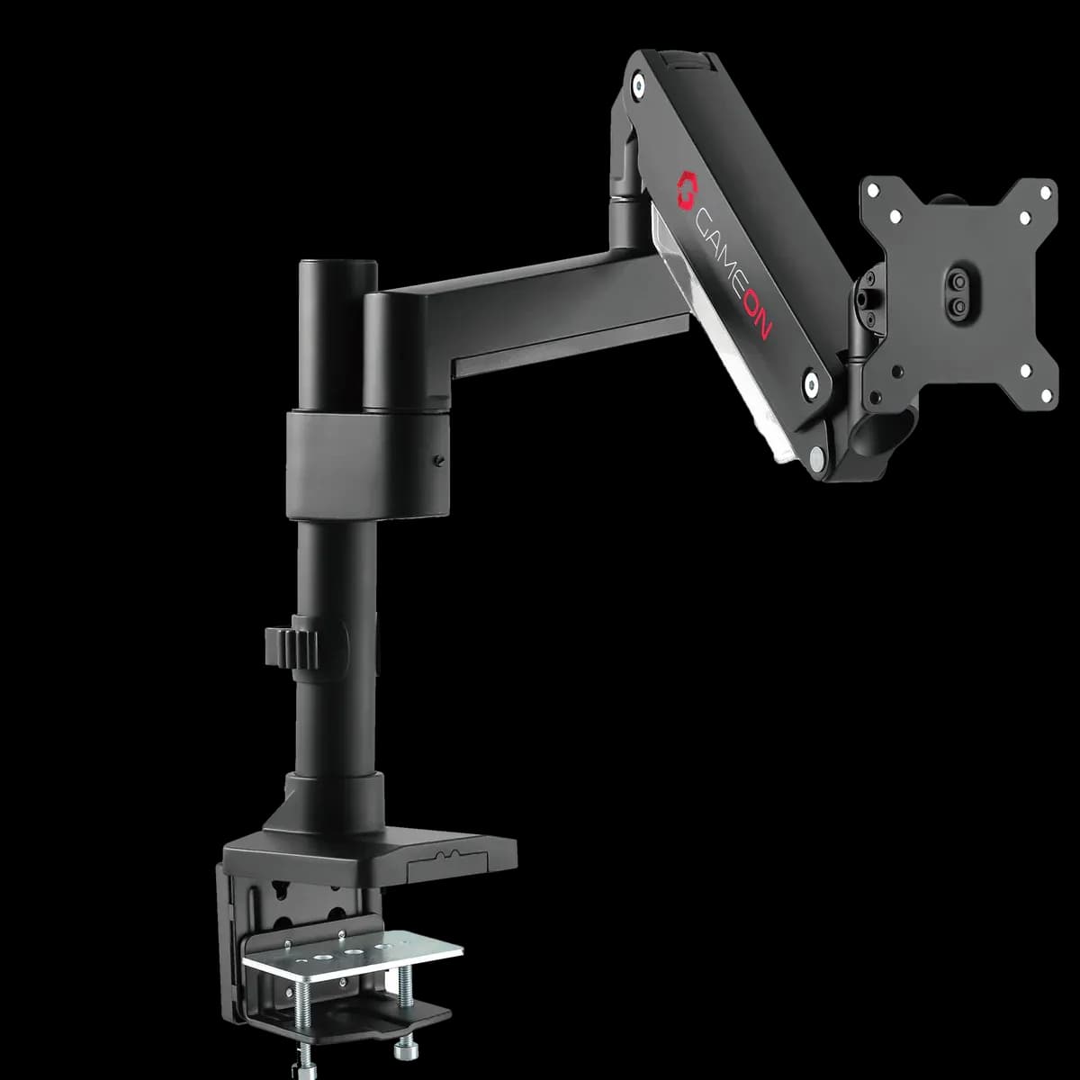 GAMEON GO-2083 Pole-Mounted Aluminum Heavy-Duty Spring-Assisted Single Monitor Arm