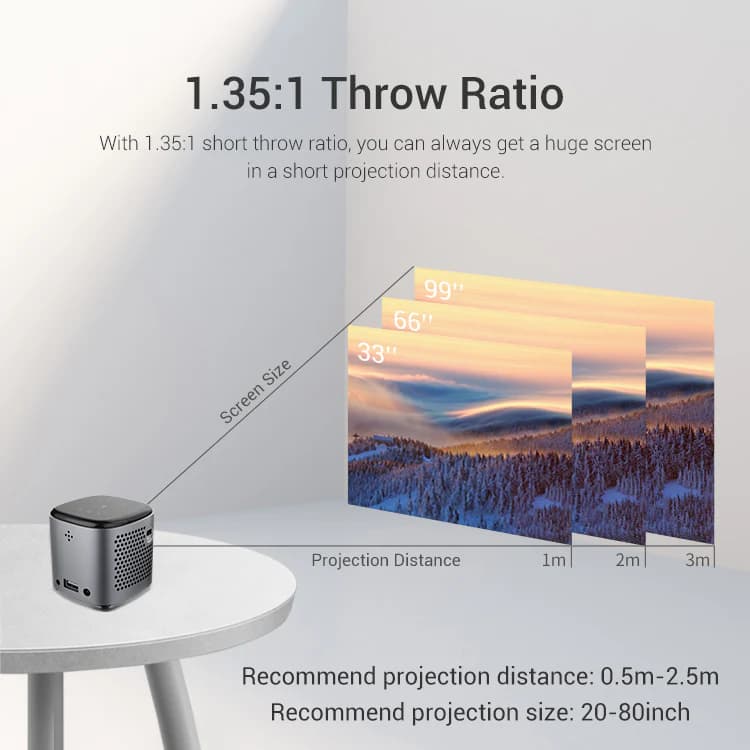 Avetron Portable DLP Projector – 480P Native, 70 ANSI Lumens, Android 11, 1GB+32GB, 1080P Support, Wi-Fi, Bluetooth, Built-in Battery - Image 4