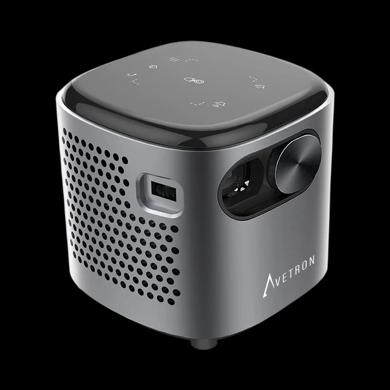 Avetron Portable DLP Projector – 480P Native, 70 ANSI Lumens, Android 11, 1GB+32GB, 1080P Support, Wi-Fi, Bluetooth, Built-in Battery