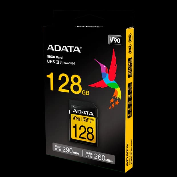 ADATA Premier ONE 128GB SDXC UHS-II U3 Class10 V90 3D NAND 4K 8K Ultra HD 290MB/s SD Card
