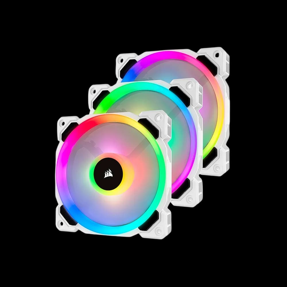 Corsair LL120 RGB, 120mm RGB LED Fan, 3x Triple Pack with Lighting Node PRO- White, Lighting Node PRO Included, LL120 RGB - White
