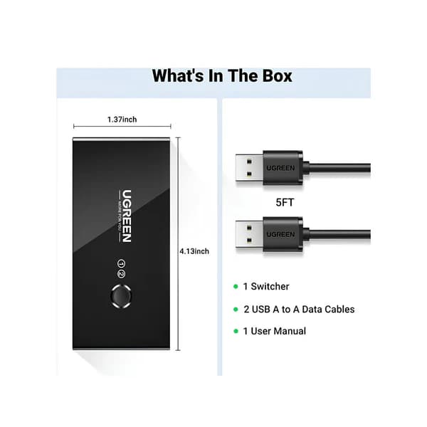 UGREEN UG-30767 USB-A Sharing Switch Box 2×1 - Image 2