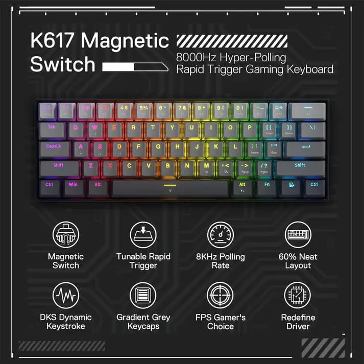 Redragon FIZZ K617GGB Magnetic + Hall Effect Switches - Image 2