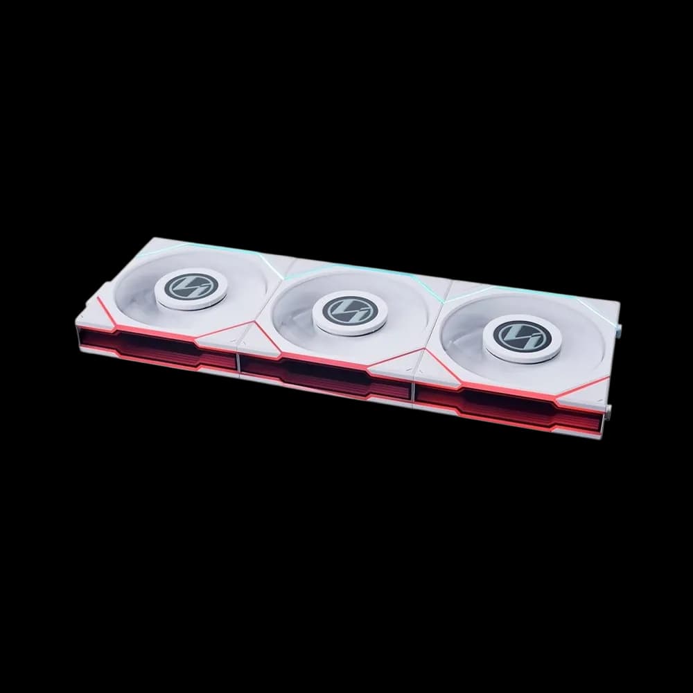Lian Li UNI Fan TL LCD 120, Triple Pack, ARGB Fan -FDB Bearing- Daisy-Chain Style, Dual Zone Lighting Effects, with Controller - White