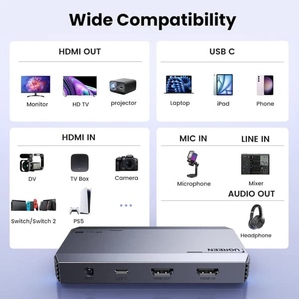 UGREEN UG-25173 USB 3.0 4K@60Hz HDMI Video Capture Card - Image 3