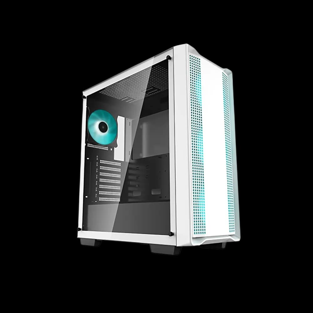 DeepCool CC560 WH Mid-Tower ATX PC Case, 4X Pre-Installed 120mm LED Fans, Tempered Glass Side Panel - White