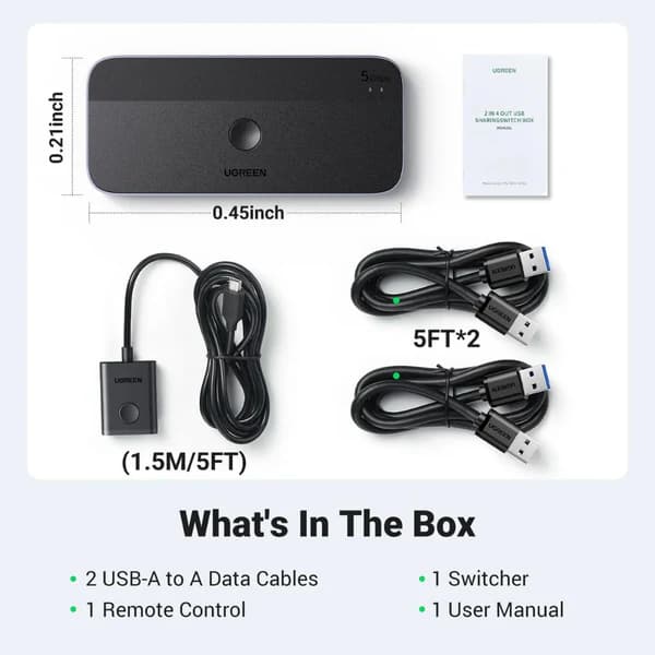 UGREEN UG-15705 USB 3.0 Computer Sharing Switch 2-in-4 Hub - Image 4