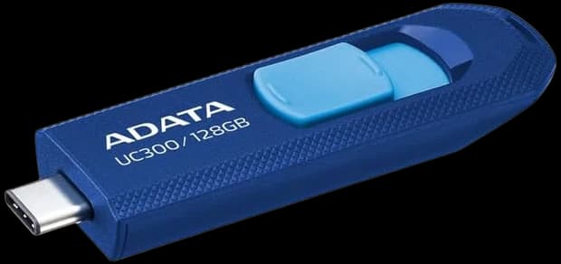 ADATA UC300 USB 3.2 Gen1 Flash Drive Type-C High Compatibility Capless Sliding Connector - 128GB