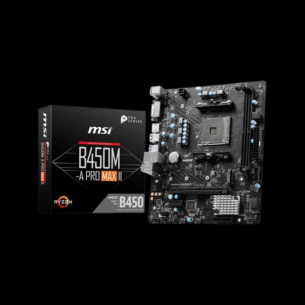 MSI B450M-A PRO MAX II Motherboard, Micro-ATX, AM4 DDR4 USB 3.2 Gen 1 HDMI