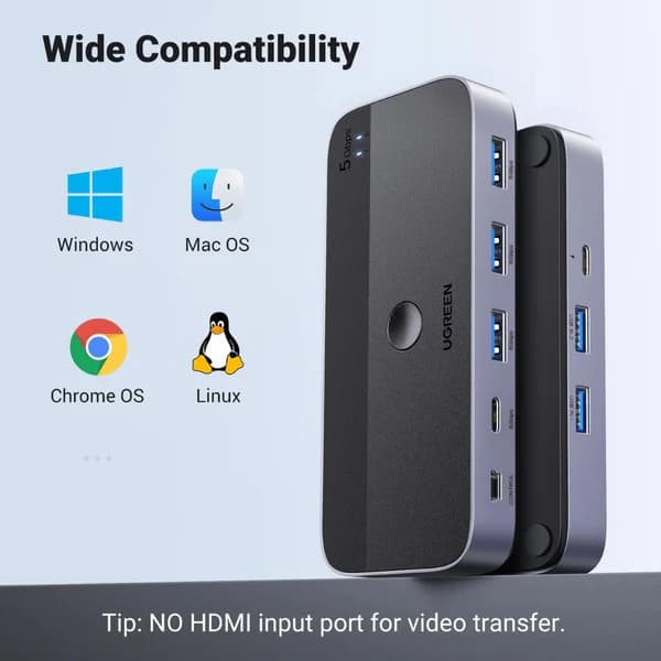 UGREEN UG-15705 USB 3.0 Computer Sharing Switch 2-in-4 Hub - Image 2