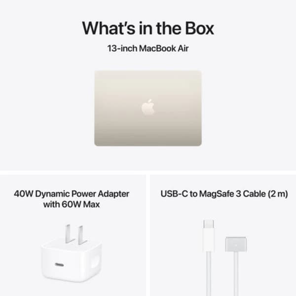 Apple Macbook Air MDHA4LL/A - A3449, M5 Chip (10 Core), GPU (8 Core), RAM 16GB, SSD 512GB, 13.0 (2560 x 1664), Starlight - Image 4