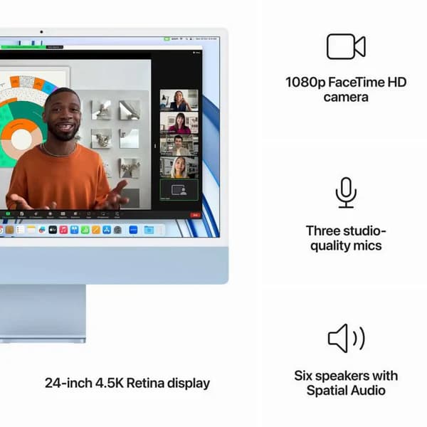 Apple iMac 24 MQRR3AB/A - A2873, M3 (8 Core), RAM 8GB, SSD 512GB, GPU (10 Core), 24 Inch 4.5K Retina display, Blue - Image 4
