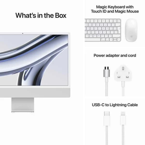 Apple iMac 24 MQRJ3AB/A - A2873, M3 (8 Core), RAM 8GB, SSD 256GB, GPU (10 Core), 24 Inch 4.5K Retina display, Silver - Image 4