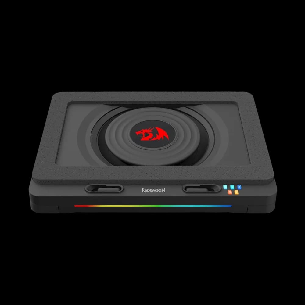 Redragon GCP512 Laptop Cooling Pad with 5.9" Fan, Rapid Cooling for 15-17 Inch Laptops, Variable Speed Control, 4 Adjustable Heights, RGB Quiet Cooling Pad with Phone Stand