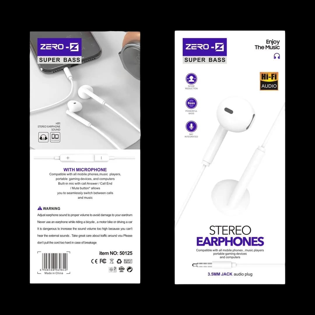 ZERO-Z Wired Stereo Earphones with Microphone