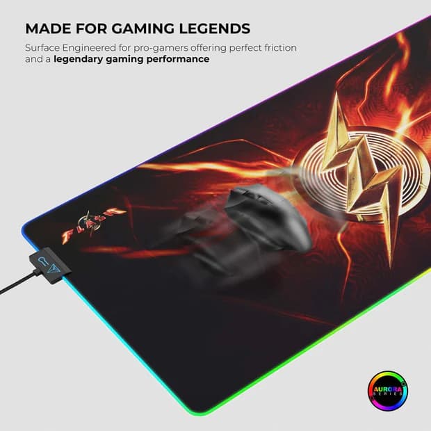 Cybeart The Flash Gaming Mouse Pad – Official DC Licensed, RGB Lighting, Micro-Woven Cloth, Spill-Proof, XXL 900x400mm - Image 2