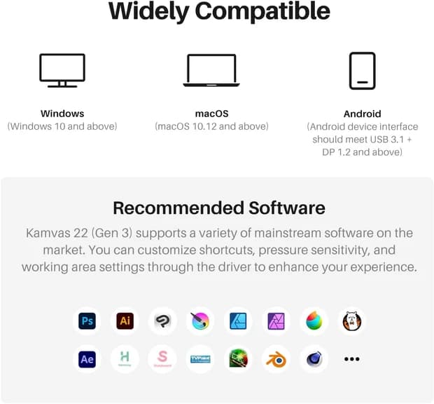 HUION Kamvas 22 (Gen 3) 21.5" 2.5K QHD Pen Display, 90Hz IPS Screen - Image 5
