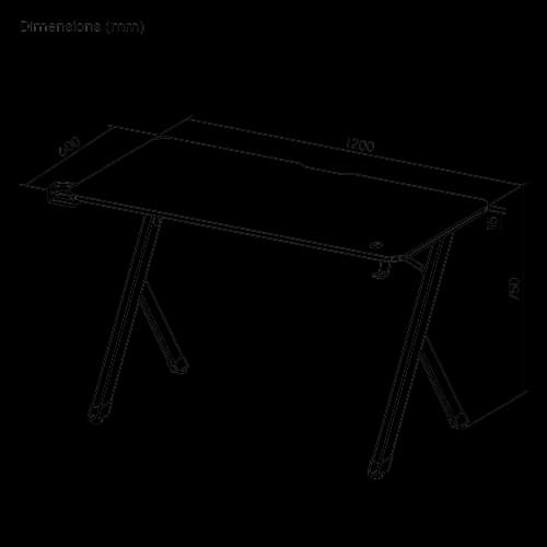 Avetron GT200-4 RGB Gaming Desk (1200x600 mm) - Image 3