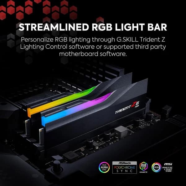 G.SKILL Trident Z5 RGB 32GB (2×16GB) DDR5 6400MHz CL32 Desktop Memory - Matte Black - Image 4