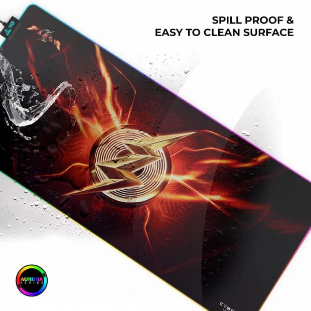 Cybeart The Flash Gaming Mouse Pad – Official DC Licensed, RGB Lighting, Micro-Woven Cloth, Spill-Proof, XXL 900x400mm - Image 5