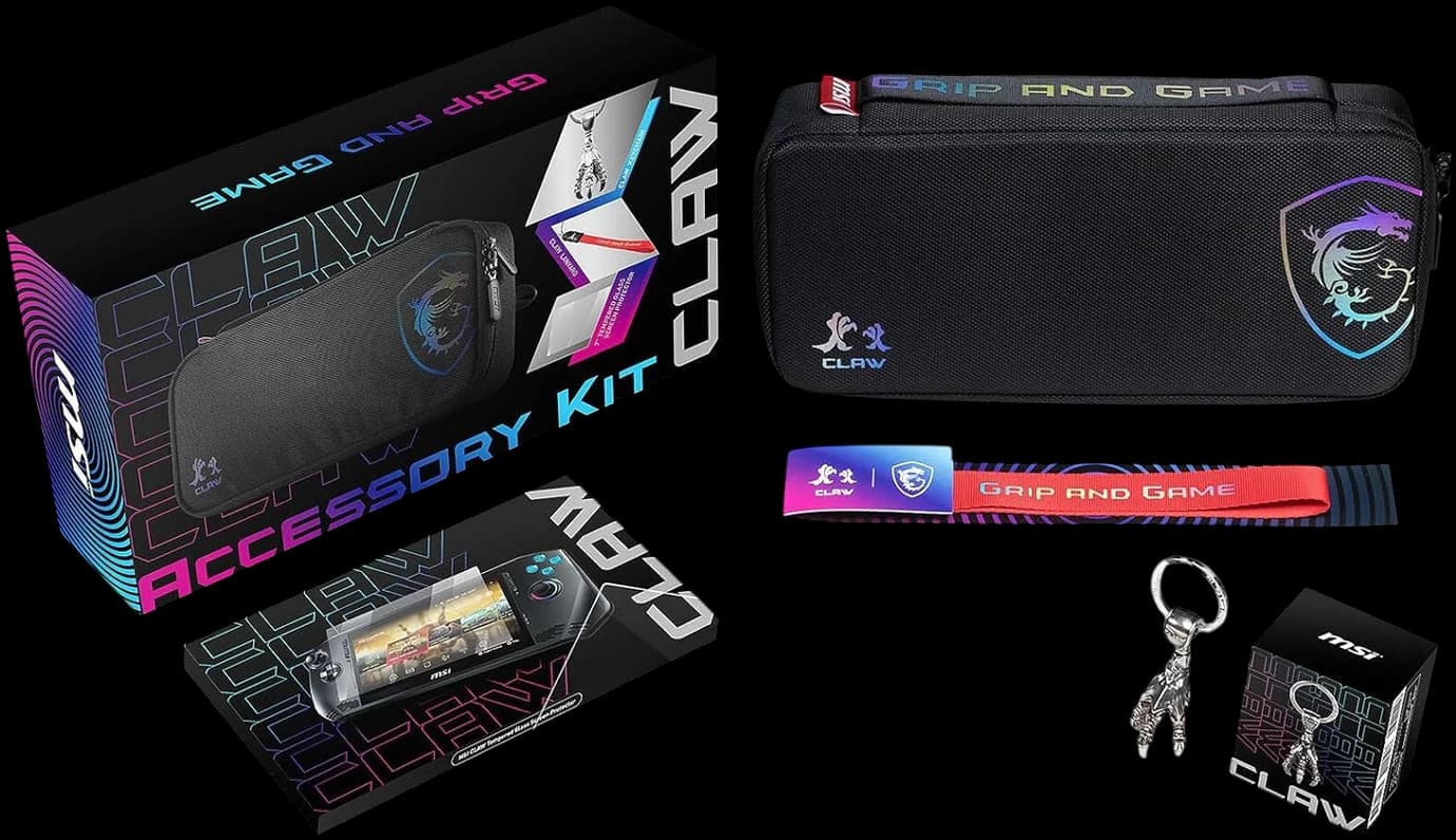 MSI Claw A1M Accessory Kit - Includes: Travel Case+MSI Claw Lanyard+MSI Claw Keychain+MSI Claw Screen Protector
