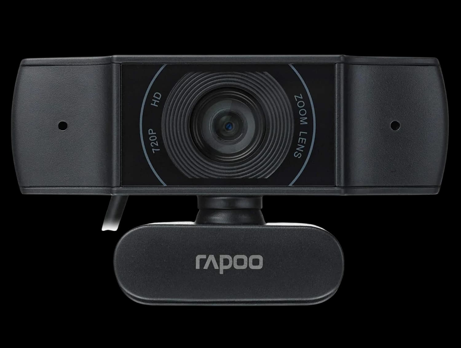 Peripheral Rapoo C200 720P HD Webcam with Microphone, USB Computer Camera, Dual Noise Reduction Mics, 100° Wide-Angle Lens, Plug & Play, Ideal for Zoom, Skype, Teams, Video Calls, and Conferencing.