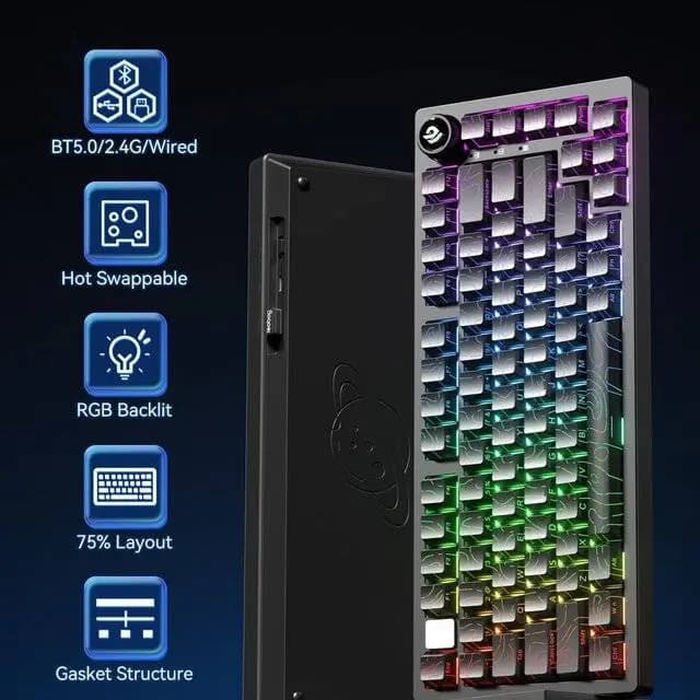 Leobog HI75C Pro Tri-Mode Keyboard (Black Contour Line) - Image 3