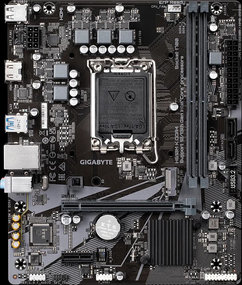 GIGABYTE H610M-K DDR4 Motherboard — Intel H610 Chipset, LGA1700, DDR4 Support