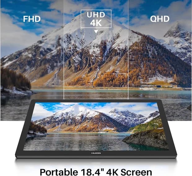 HUION KAMVAS Pro 19 4K UHD Drawing Tablet with Touch Screen, 96% Adobe RGB Drawing Monitor with 1.07 Billion Colors, PenTech 4.0 Stylus PW600, 16384 Pen Pressure, Slim Pen, Keydial Mini, 18.4inch - Image 9