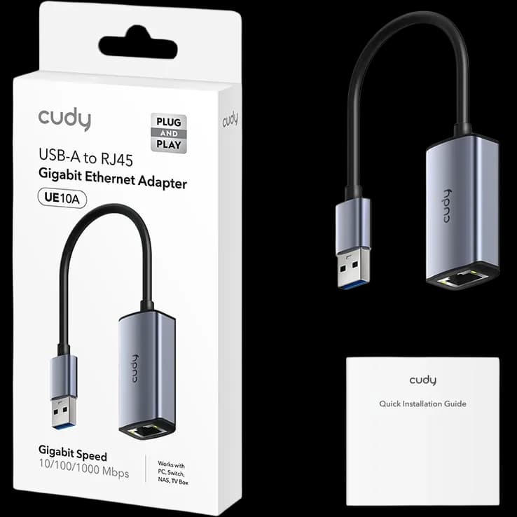 Cudy UE10A USB 3.0 to Gigabit Ethernet Adapter, 1000Mbps LAN Converter, Plug & Play