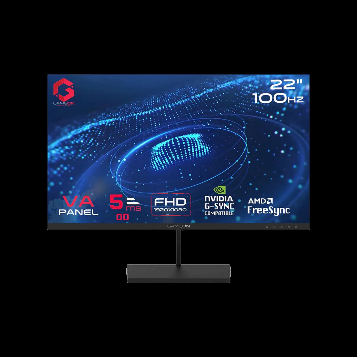 GAMEON GB22F100 Basic Series 22" FHD, 100Hz, 5ms, VA Panel Gaming Monitor - Black