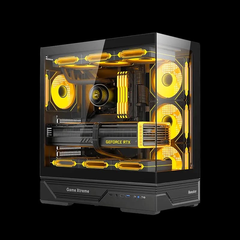 Huntkey GX760A Fortune ATX Gaming PC Case, Dual Tempered Glass Full View, Supports ATX/M-ATX/Mini-ITX