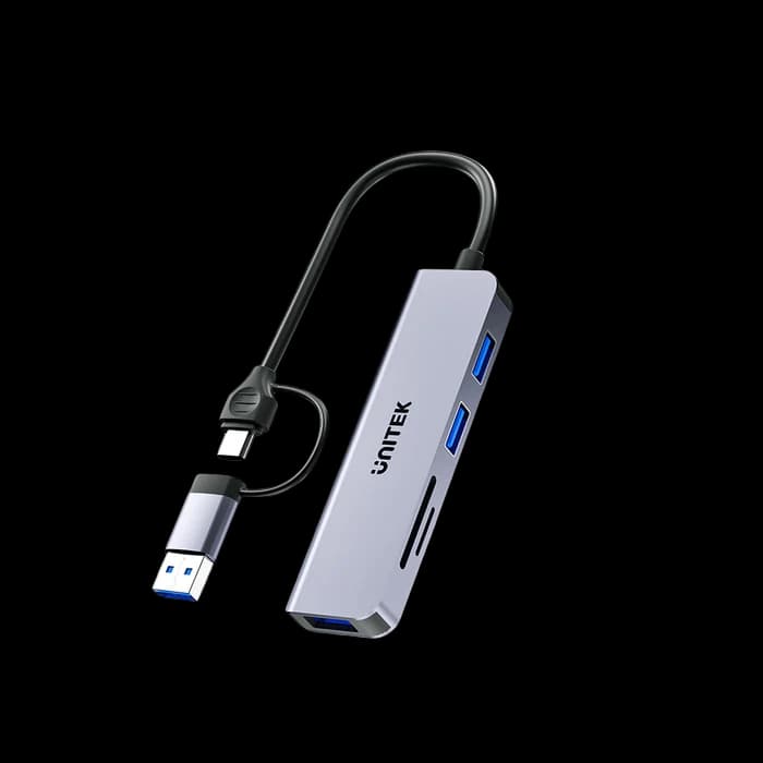 UNITEK uHUB P5+ 5-in-1 USB 5Gbps Hub with SD and Micro SD Card Reader