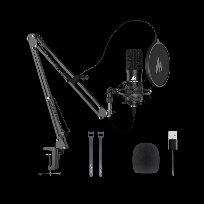 MAONO AU-A04 USB Condenser Microphone Kit – 192kHz/24bit, Cardioid, Boom Arm, Shock Mount & Pop Filter for Podcast, Streaming, Studio