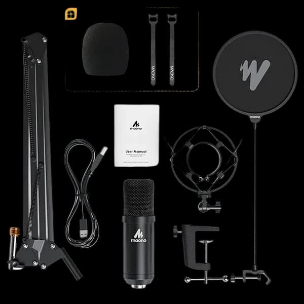 MAONO AU-A04 USB Condenser Microphone Kit – 192kHz/24bit, Cardioid, Boom Arm, Shock Mount & Pop Filter for Podcast, Streaming, Studio - Image 4