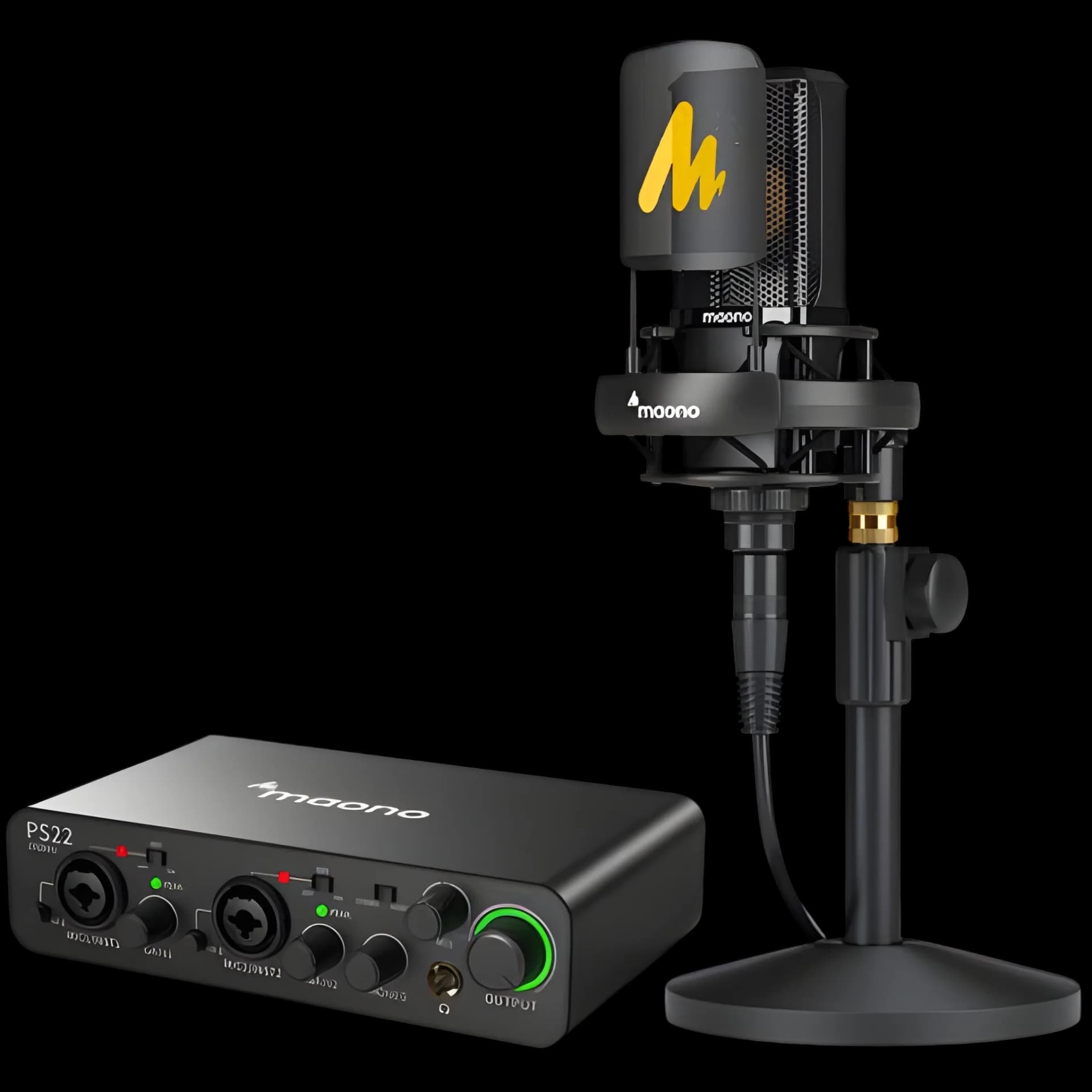 Maono AU-PM500T XLR Condenser Microphone with PS22 Audio Interface for Studio Recording & Podcasting