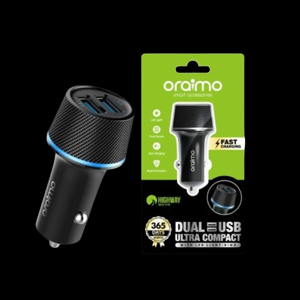 Oraimo Bullet Dual USB Car Charger 10W (2.1A)