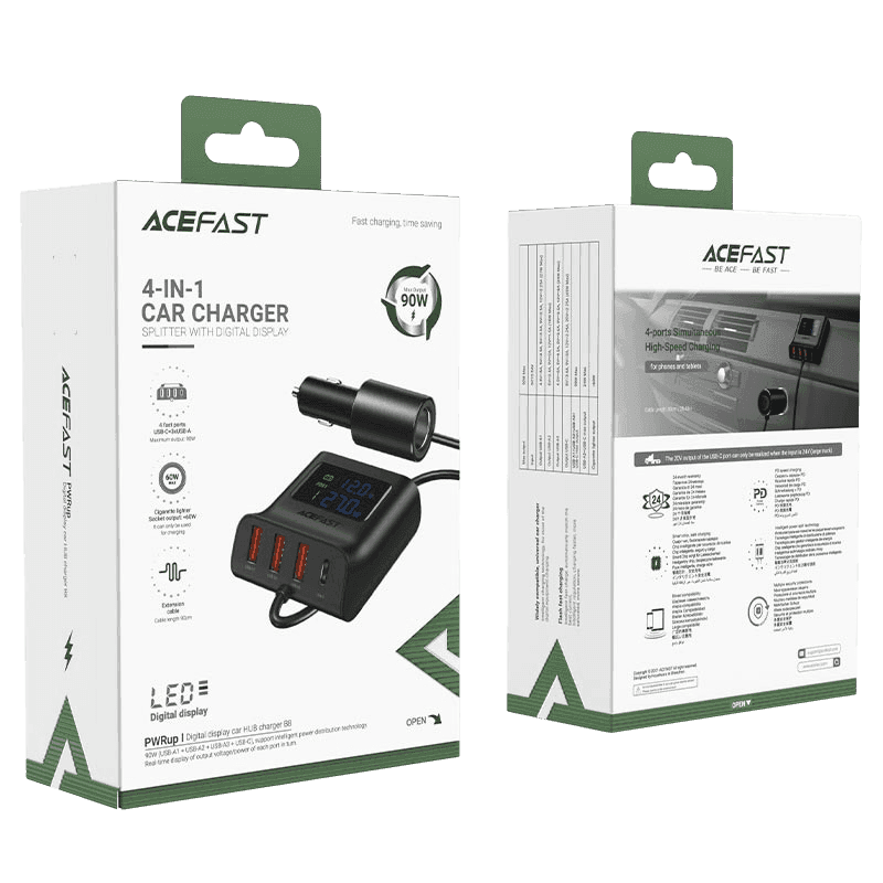 Fast Charge Car HUB Charger ACEFAST B8 (3xUSB-A+1xUSB-C)